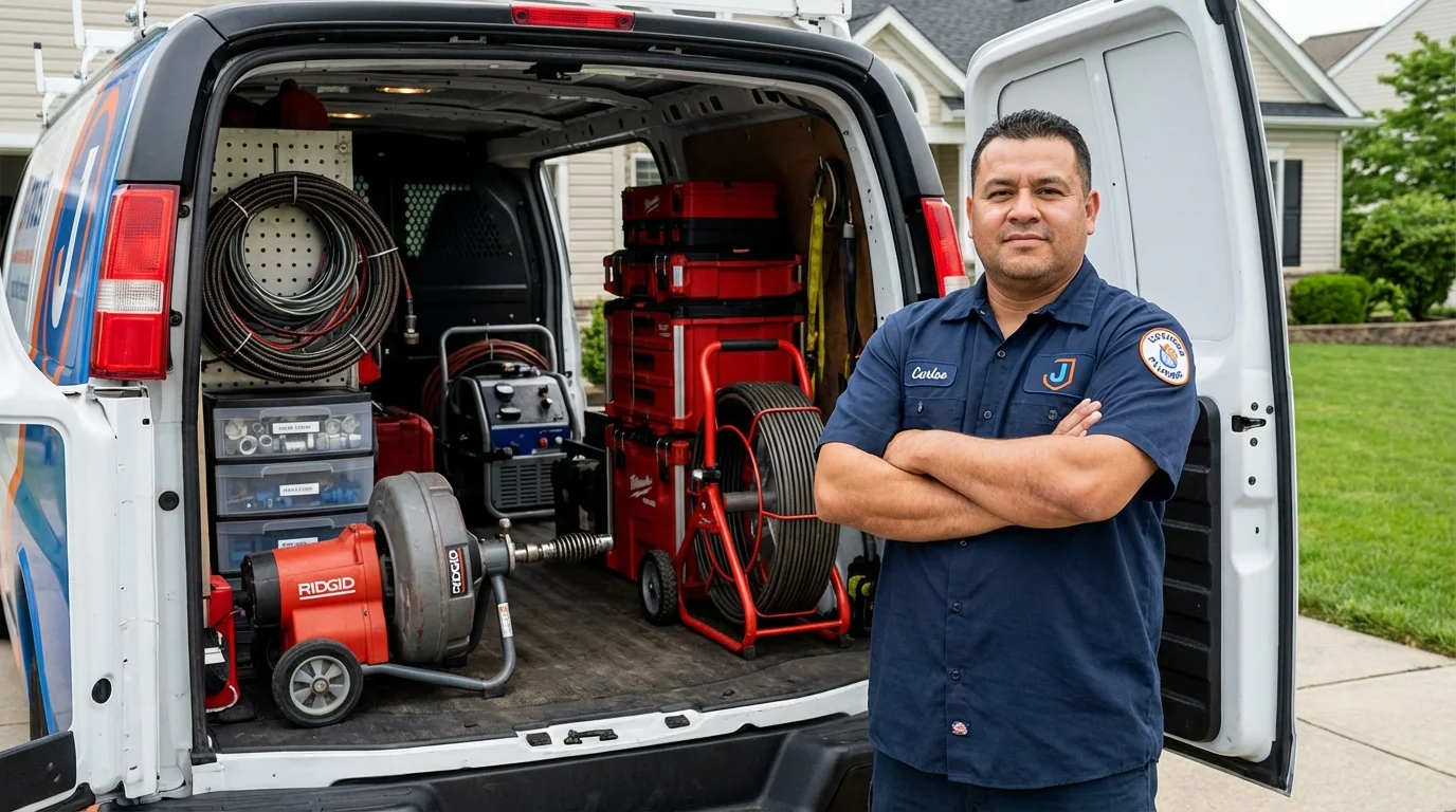 Professional drain cleaning equipment and Johns Plumbing LLC plumber in Custer