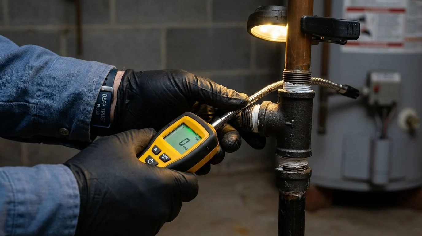 Gas leak detection with electronic sniffer by Johns Plumbing LLC in Custer
