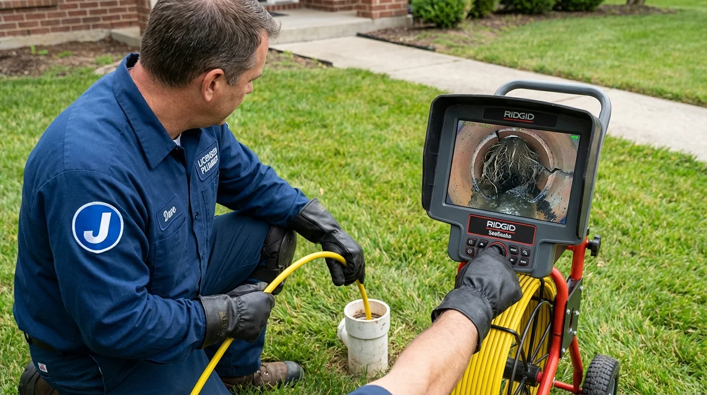 Sewer camera inspection being performed by Johns Plumbing LLC in Custer