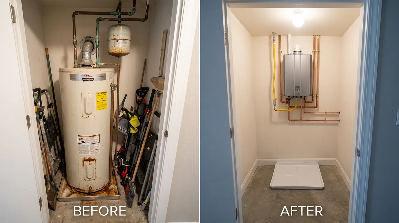 Tank water heater versus wall-mounted tankless unit comparison for Custer, SD homeowners