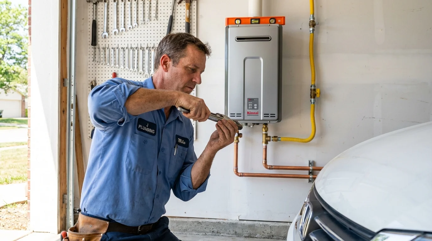 Tankless water heater installation by a Johns Plumbing LLC plumber in Custer